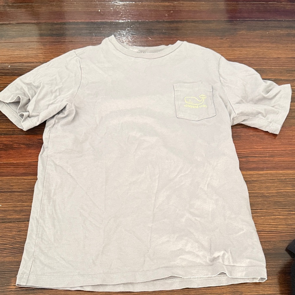 Vineyard Vines Gray Kids Shirt with Yellow Logo